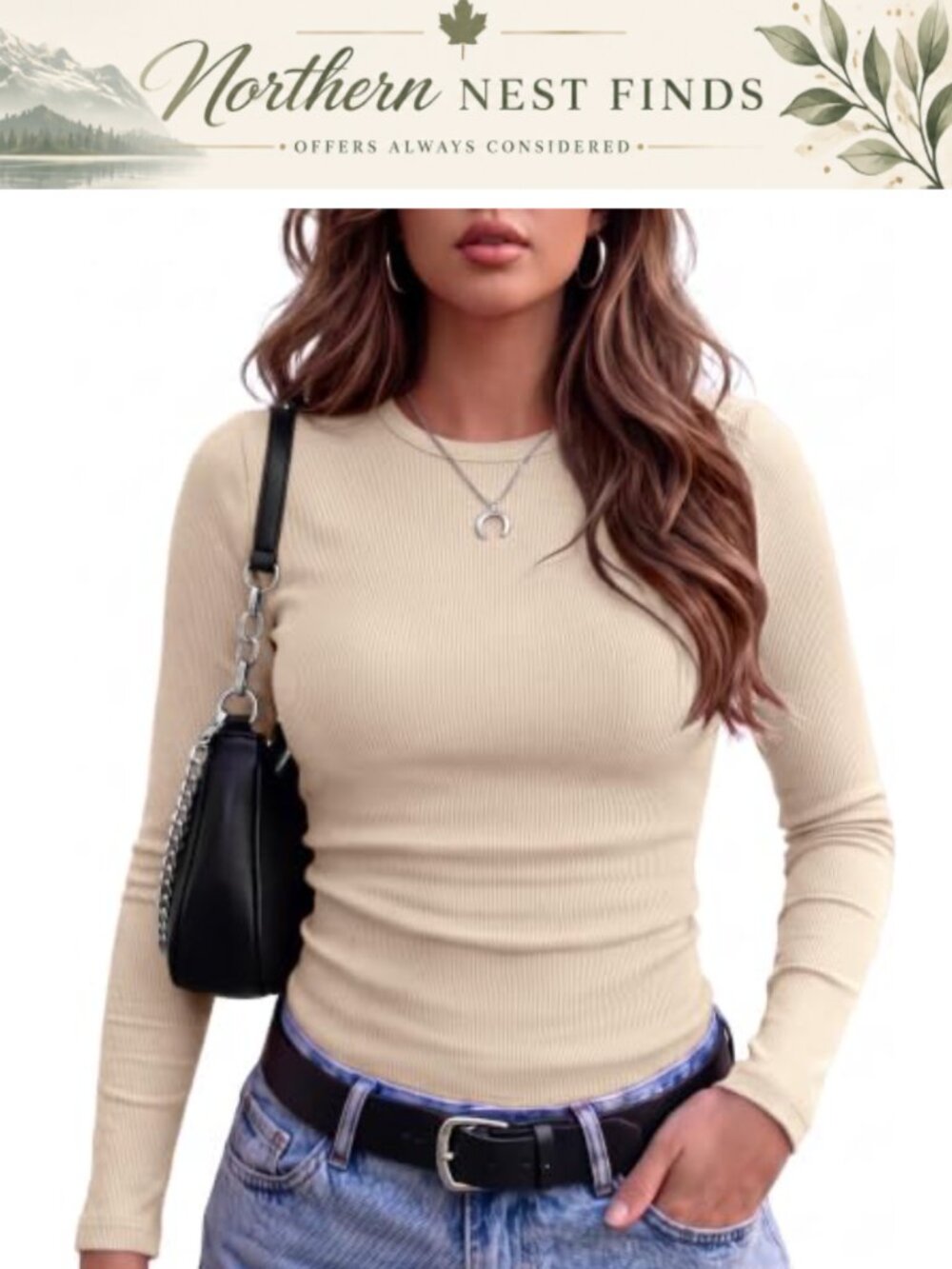 Ribbed Slim Fit Long Sleeve Crewneck Basic Tee